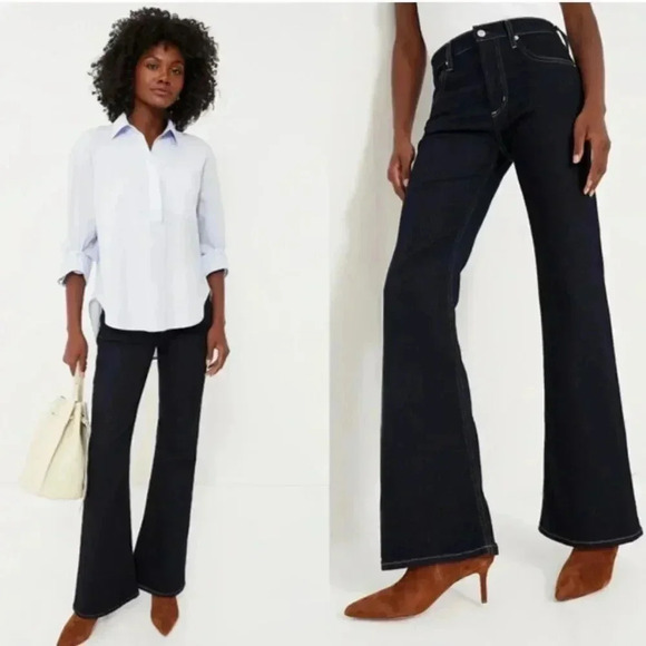 NWT Citizens Isola Flare Jeans Clean Hem Solace Dark Wash size 30 - Picture 1 of 14